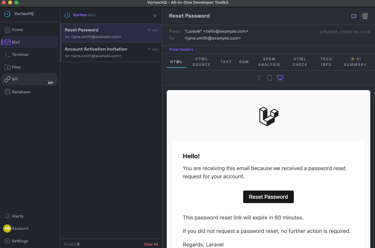 VortexHQ — Mail Test