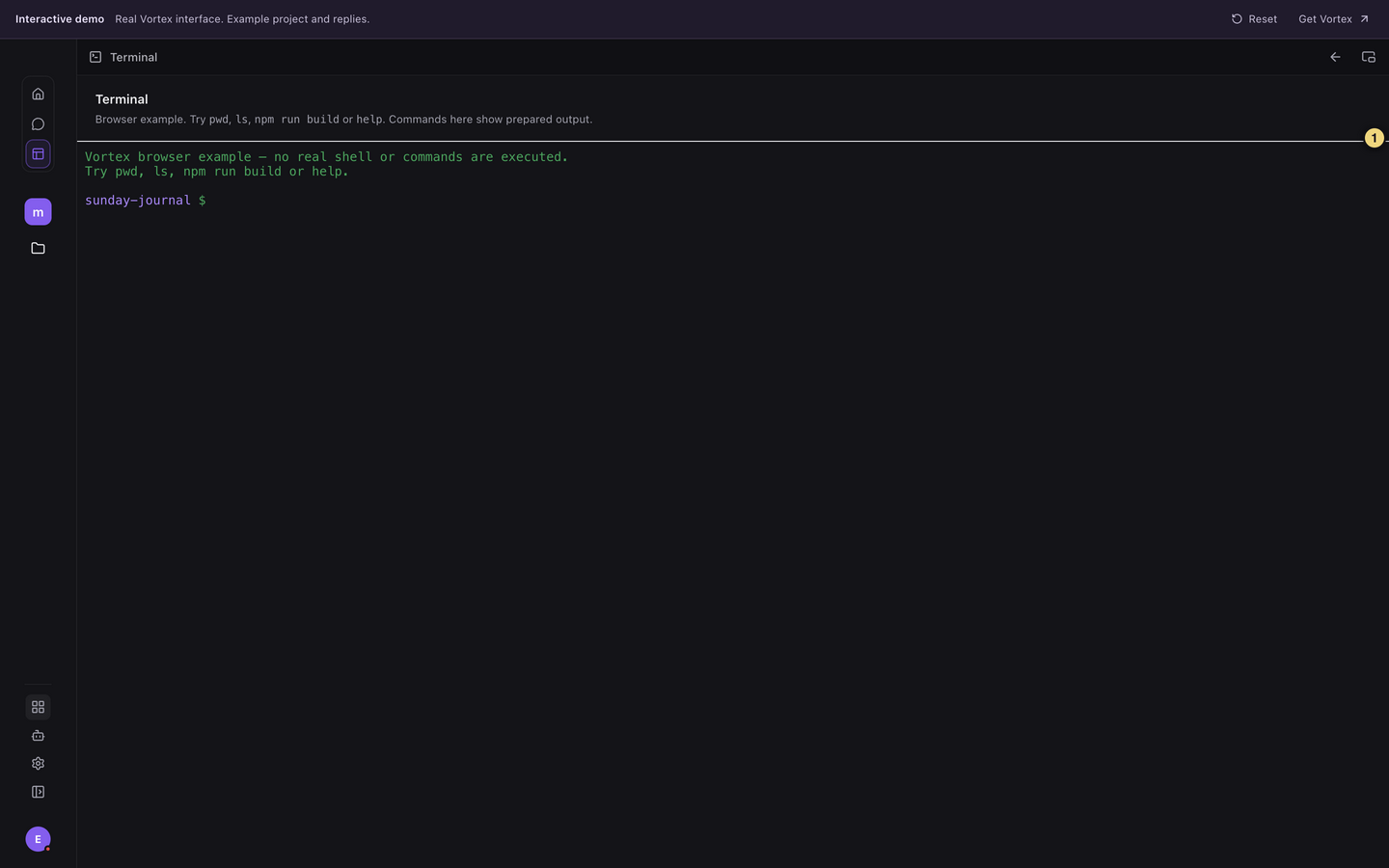 Terminal session in the browser demo